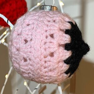Crocheted Breast Cancer Awareness Boob Ornament